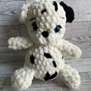 Plush Dog Toy - White and Black Crochet Handmade Plushie